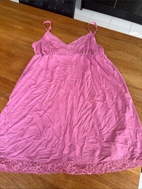 Women's Pink Lace-Trim Chemise Slip - Lightweight Nightwear